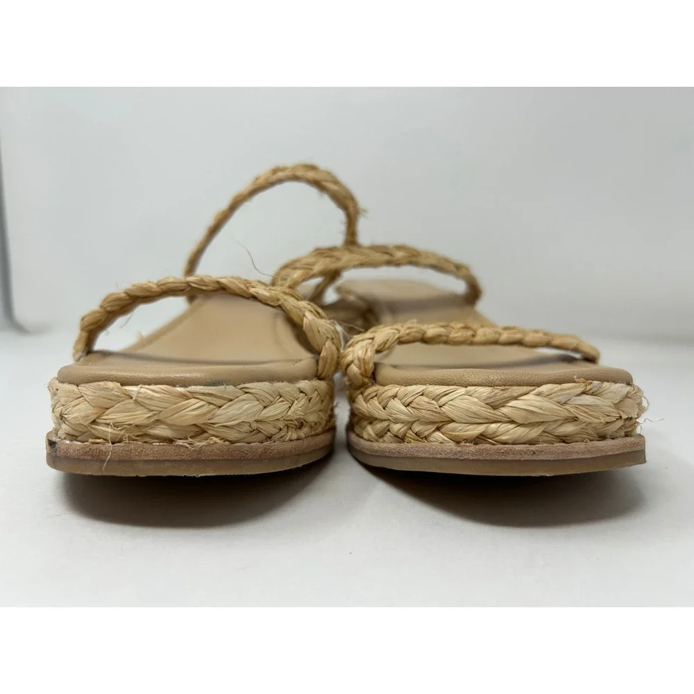 Splendid Diya Tan Braided Raffia Wedge Heel Espadrille Sandals Womens 11 Slip-on